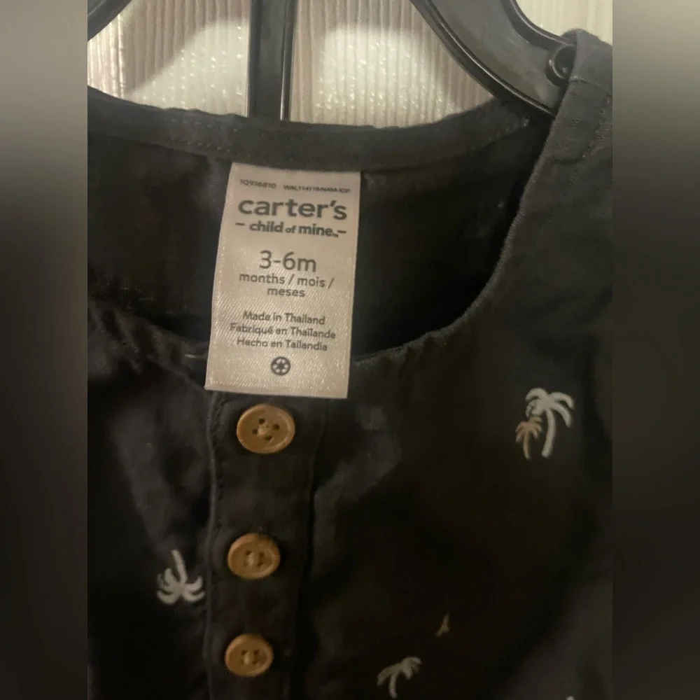 🔴3/$12 Carter's Black Palm Tree Shirt and Shorts set! NWT! Size 3-6 months. - Picture 2 of 4